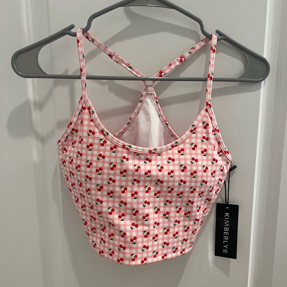 Pink Heart Pattern Sports Bra with Racerback